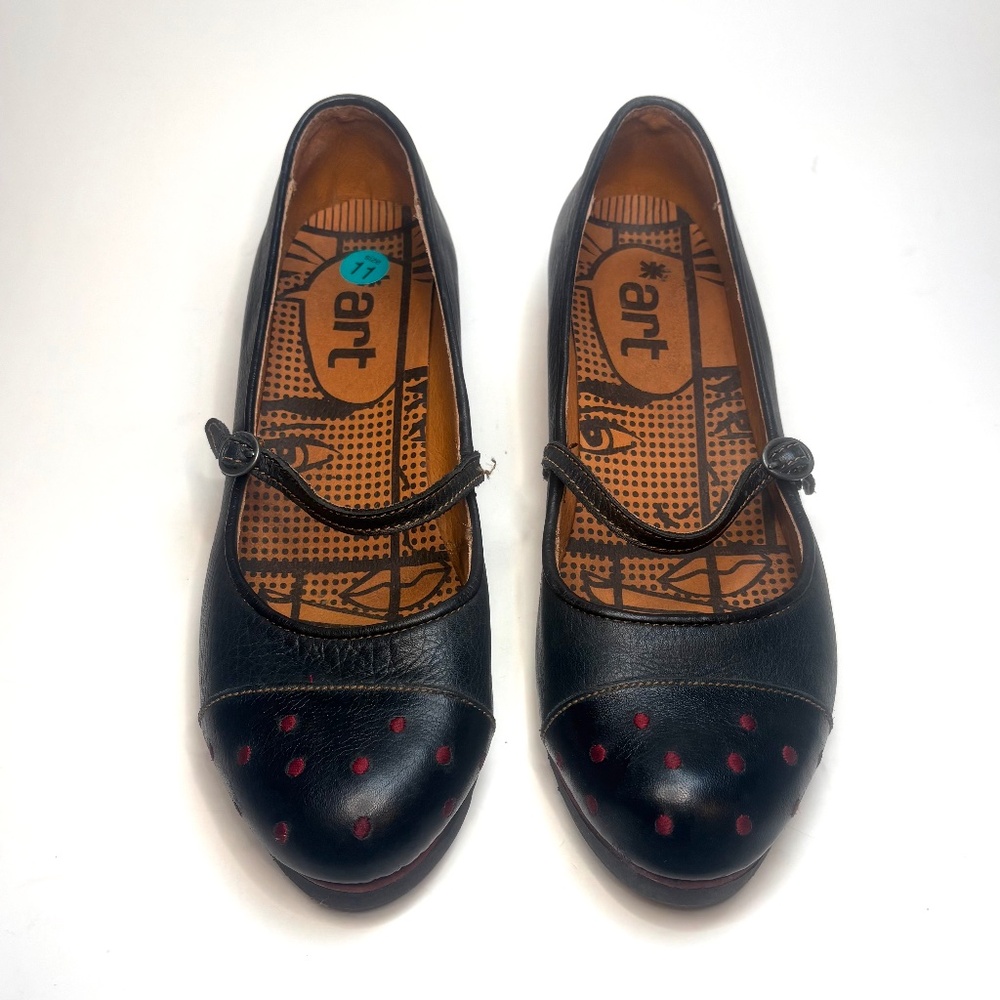 The ART Company Mary Jane Black Leather Wedges | 42 - Picture 7 of 9